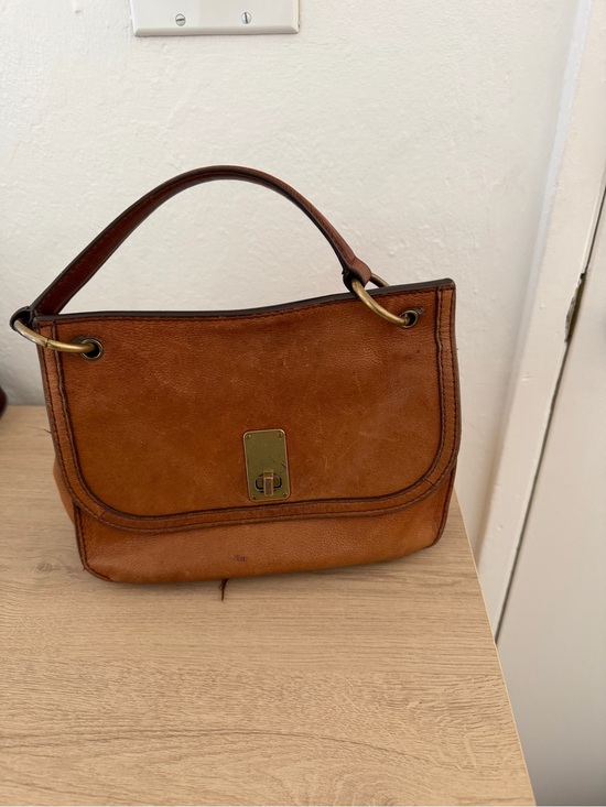 Fossil Handbags - Fossil Brown Leather Mini Top-Handle Bag with Gold Hardware